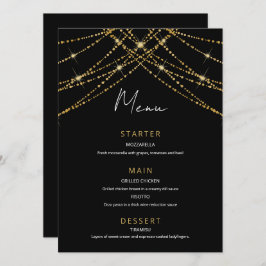 Menú Boda romántico de cuerda dorada