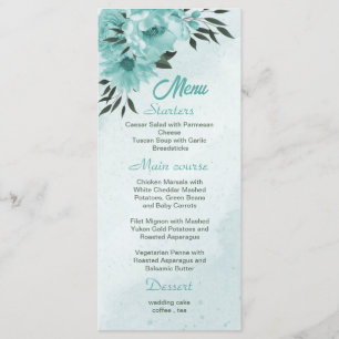 Menú Boda romántico de flores azules