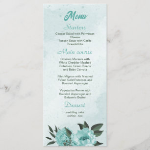 Menú Boda romántico de flores azules