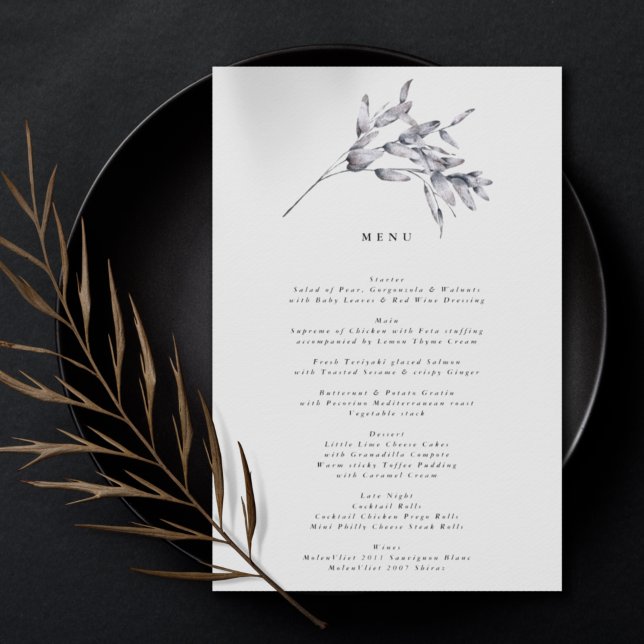 Menú Boda romántico elegante acuarela floral (Subido por el creador)