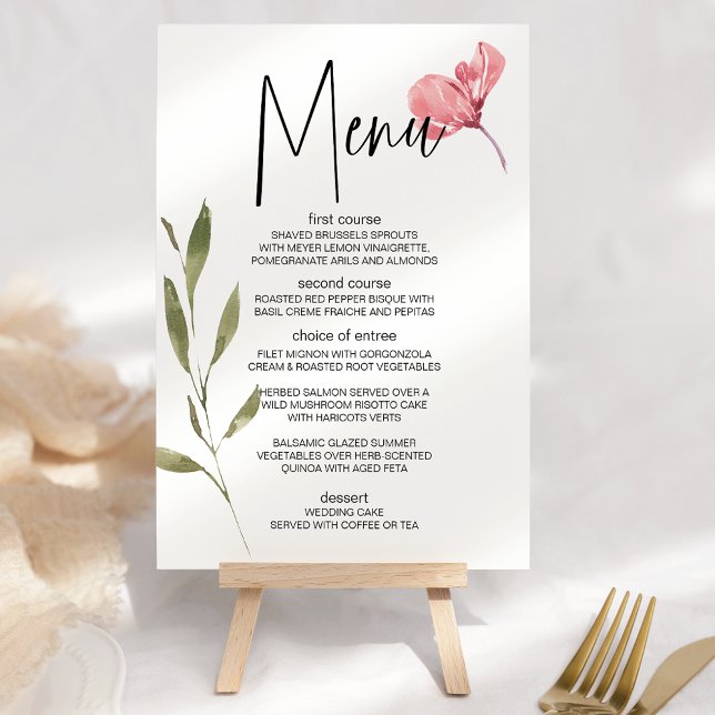 Menú Boda romántico floral de rosas rosadas de Rub (Subido por el creador)