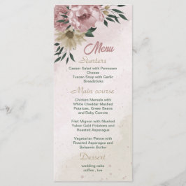 Menú boda romántico rosa y champán