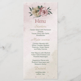 Menú boda romántico rosa y champán