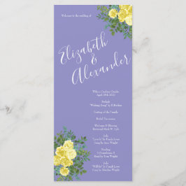 Menú Boda rosa amarillo y perlilla púrpura