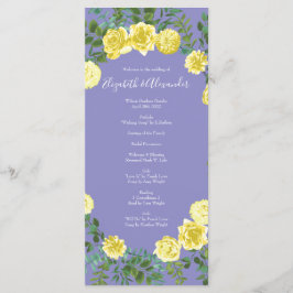 Menú Boda rosa amarillo y perlilla púrpura