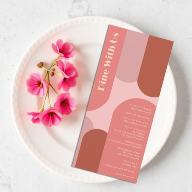 Menú Boda rosa de coral de los arcos retro (Subido por el creador)