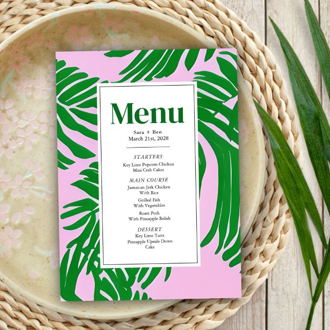 Menú Boda rosa moderno + verde palmera (Subido por el creador)