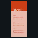 Menú Boda rosa Naranja de tipografía mínima moderna neg<br><div class="desc">Puede ser totalmente personalizado para satisfacer sus necesidades. © Gorjo Designs. Hecho para ti a través de la plataforma Zazzle. // ¿Buscando elementos coincidentes? Otra papelería del set disponible en la sección ‘colecciones’ de mi tienda. // ¿Necesita ayuda para personalizar su diseño? ¿Tienes otras ideas? No dude en ponerse en...</div>