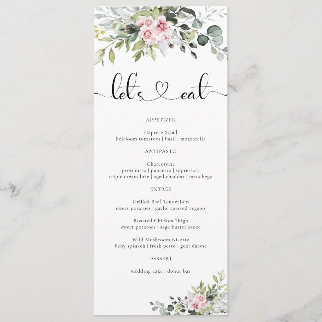 Menú Boda rosa verde (Anverso)