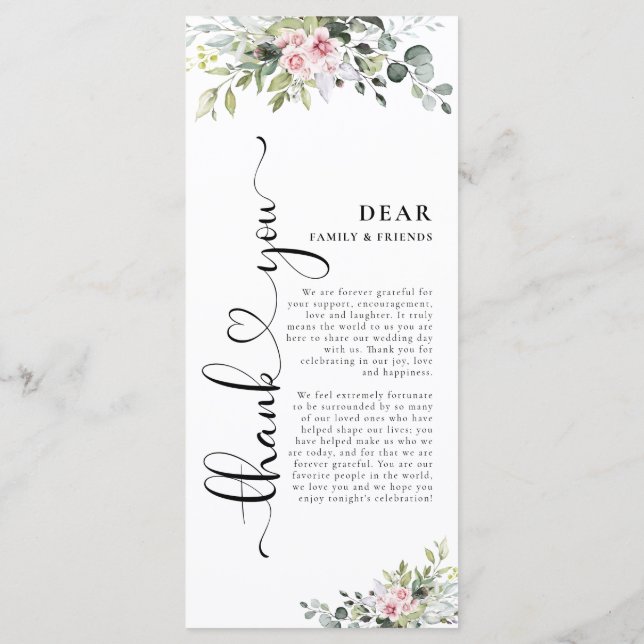 Menú Boda rosa verde (Reverso)