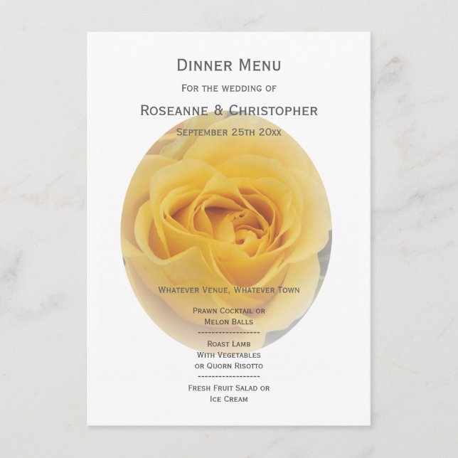 Menú Boda Rosebud amarillo (Anverso)