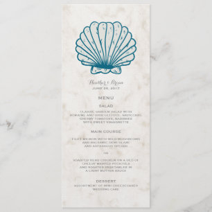 Menú Boda Royal Blue Rustic Seashell