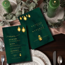 Menú Boda Royal Emerald Green Golden Lights
