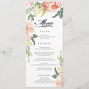 Menú Boda Rubor Pink Floral Peony