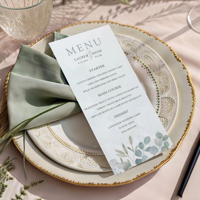 Menú Boda Rústica de Salvia Verde Eucalipto (Subido por el creador)