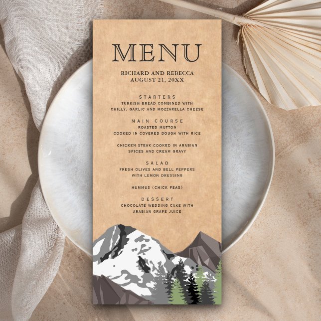 Menú Boda rústica en el bosque de montaña Kraft (Subido por el creador)
