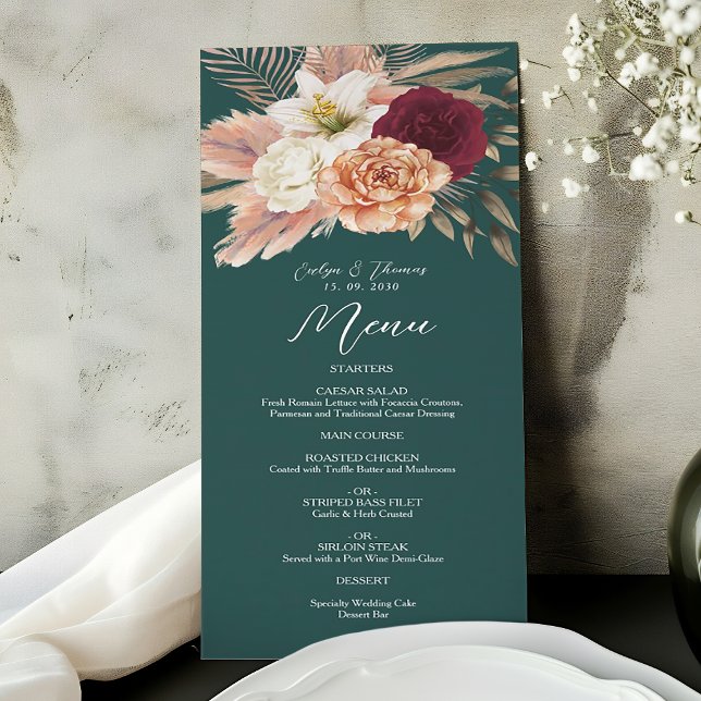 Menú Boda Rústica Esmeralda Verde (Subido por el creador)