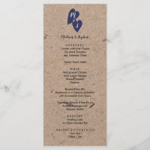 Boda Rústica | Monograma de Corazón Azul Marino en