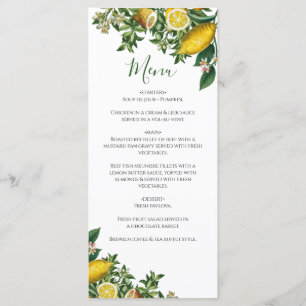 Menú Boda Rústico de Limón Amarillo y Vegetación Foliag