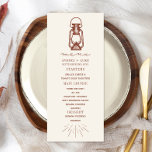 Menú Boda Rústico de Terracotta de la Linterna Vintage<br><div class="desc">Ilustracion de terracota de una linterna de aceite de época</div>