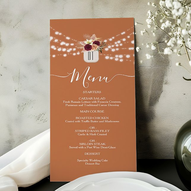 Menú Boda Rústico Floral de Borgoña (Subido por el creador)