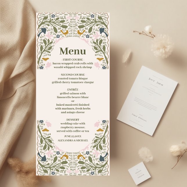 Menú Boda Rústico Green Woodland Fern (Subido por el creador)
