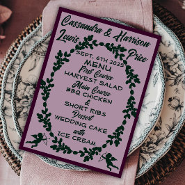 Menú Boda Rústico Profundo Púrpura