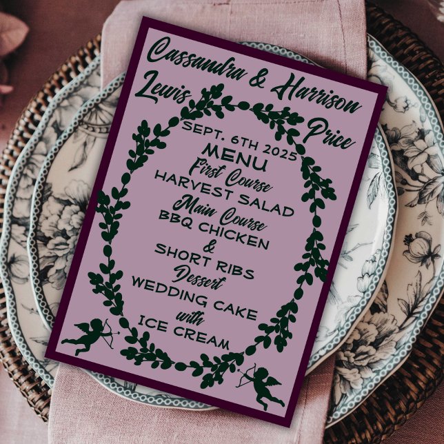 Menú Boda Rústico Profundo Púrpura (Subido por el creador)