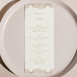 Menú Boda Semi Floral Beige Terracotta