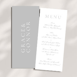 Menú Boda sencillo blanco mínimo de gris claro