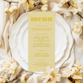 Menú Boda simple amarillo de mantequilla