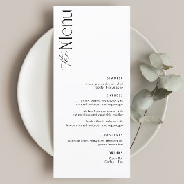 Menú Boda simple de dinero negro y blanco antiguo