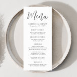 Menú Boda simple de guiones negros<br><div class="desc">Menú simple boda con "Menú" mostrado en un guión negro con fondo blanco. Personalice el menú boda en blanco y negro agregando nombres,  fecha de boda e información de menú. Diseñado para coordinar con nuestra colección de bodas de script simple.</div>