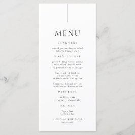 Menú Boda simple en blanco y negro