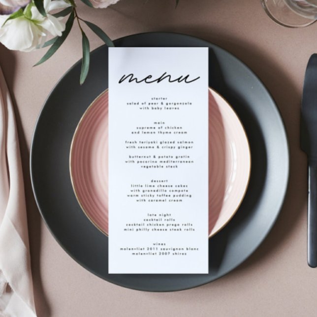 Menú Boda simple en blanco y negro (Subido por el creador)