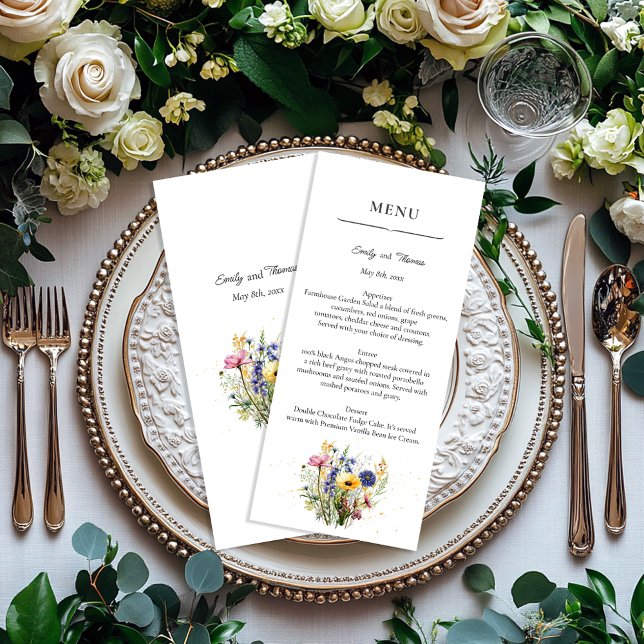 Menú Boda Simple Flor Silvestre Boho Chic (Subido por el creador)