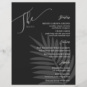 Menú Boda simple formal Gris blanco negro