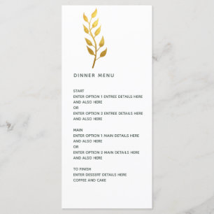 Menú Boda simple minimalista de hoja de oro