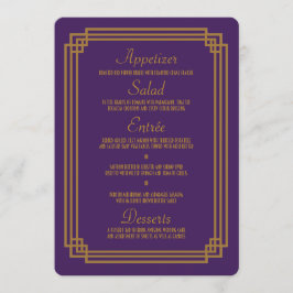 Menú Boda simple morado Art Deco