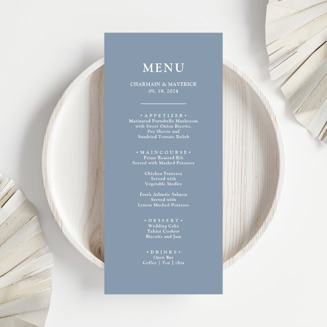 Menú Boda Simple Polvo Azul (Subido por el creador)
