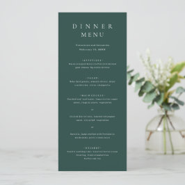 Menú Boda Simple Verde Esmeralda Clásico