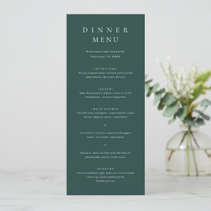 Menú Boda Simple Verde Esmeralda Clásico