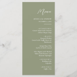 Menú Boda simple verde y blanco sabio minimalista