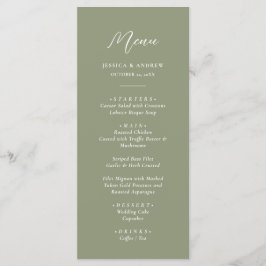 Menú Boda simple verde y blanco sabio minimalista