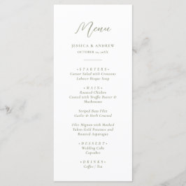 Menú Boda simple verde y blanco sabio minimalista