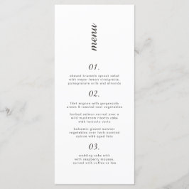 Menú boda simple y elegante en blanco y negro