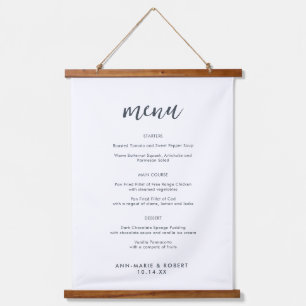 Menú Boda simple y moderno con tapiz colgante