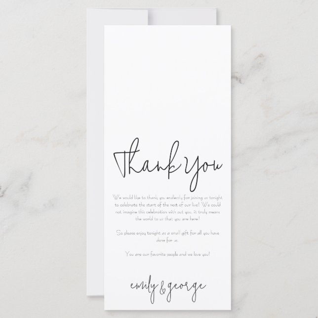 Menú Boda simple y tarjeta de agradecimiento (Reverso)