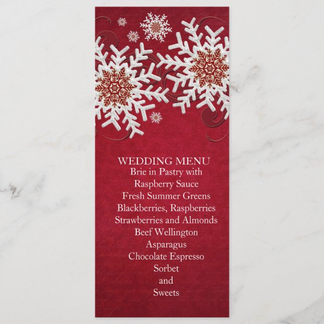 Menú Boda Swirls Snowflakes Swirls (Anverso)