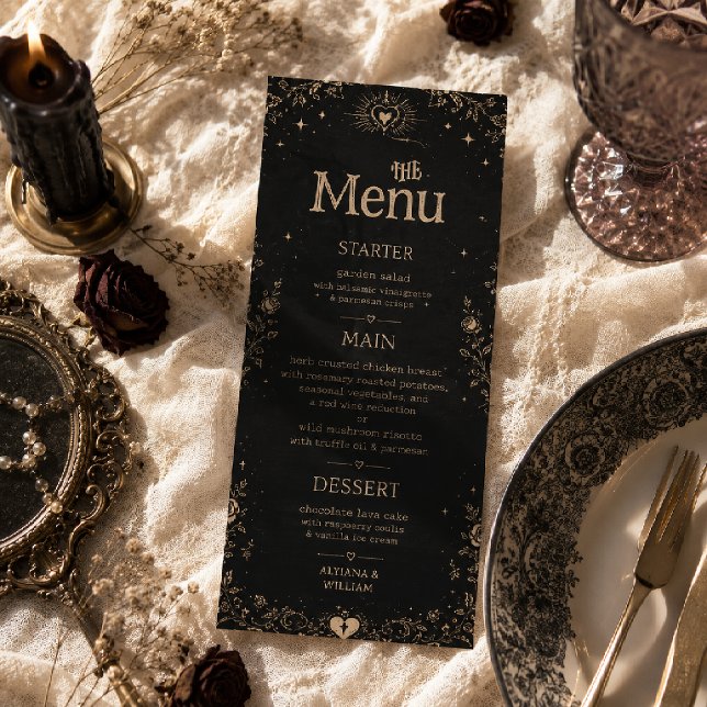 Menú Boda Tarot Espeluznante Negro Gótico (Subido por el creador)